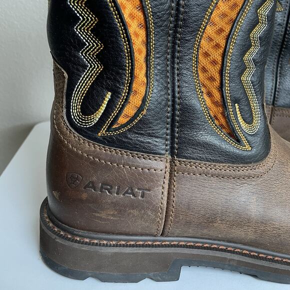 Ariat Work Boots Men 12 D Brown Orange Groundbreaker VentTek Soft Toe New in Box main image 10